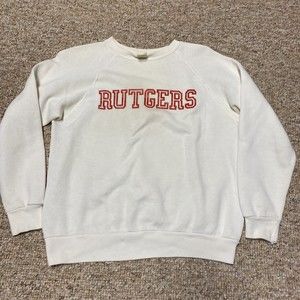 Super Vintage “RUTGERS” 60s 70s Sweater S USA 50% Creslan Fibers Acrylic - Read